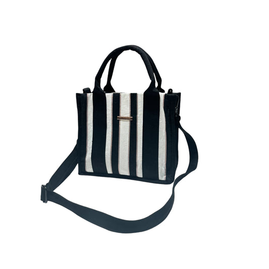 Black White Rose Gold Stripe Tote