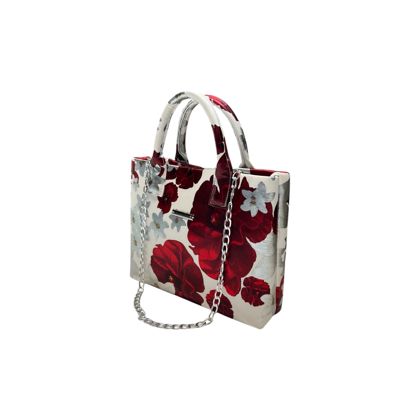 Silver Scarlet Bloom Compact Tote